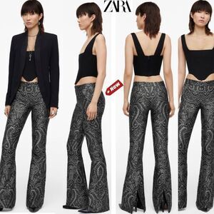 𝅺ZARA black silver jacquard pants limited edition Sz M NWT